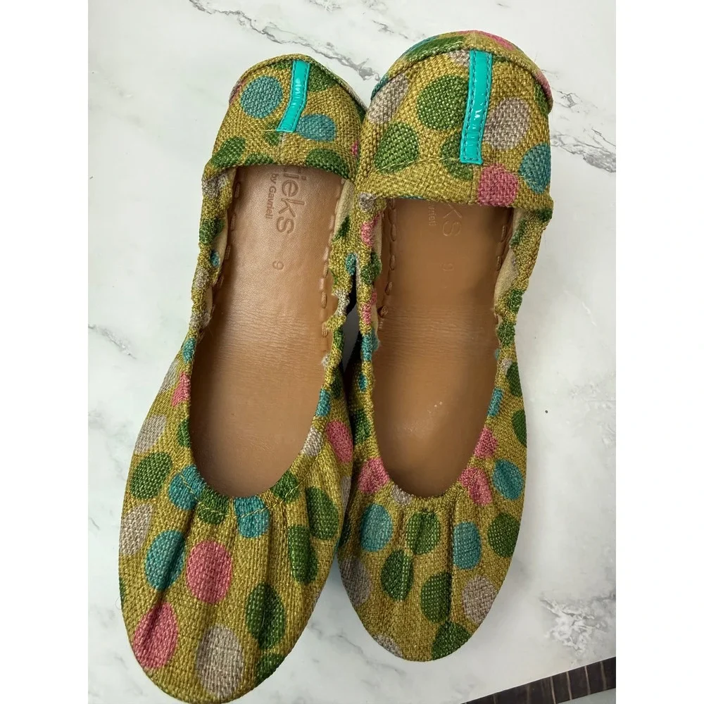 tieks by Gavrieli Echo Park Polka Dot Flats Sz 9 Like New